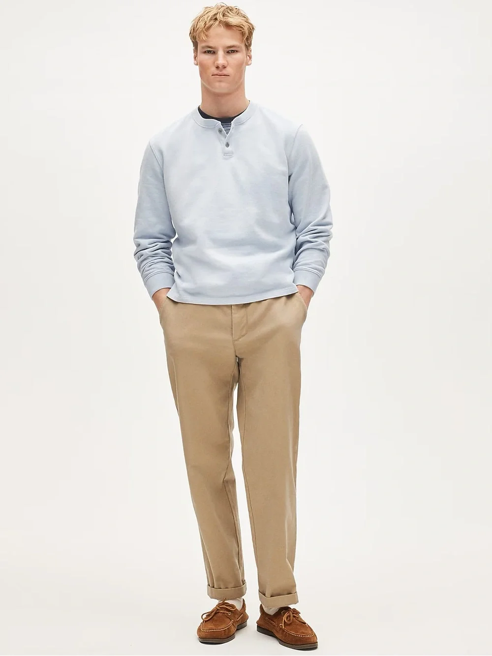 J. CREW Dense cotton herringbone henley in Peri Shadow Size M NWT $79.50 CR408